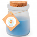 Vela aromática em frasco de vidro com etiqueta kraft com adesivo personalizável para detalhes