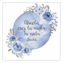 Adesivos editáveis 5x5 adaptáveis para personalizar com fundo de lua azul e flores para eventos