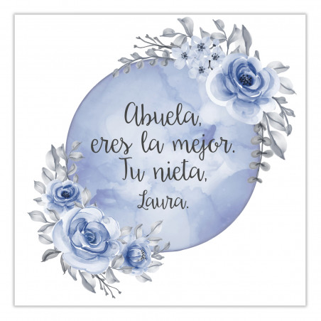 Adesivos editáveis 5x5 adaptáveis para personalizar com fundo de lua azul e flores para eventos