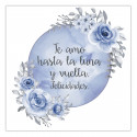 Adesivos editáveis 5x5 adaptáveis para personalizar com fundo de lua azul e flores para eventos