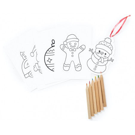 Adornos de natal para colorir com lápis de cor em caixa personalizada