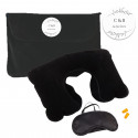 Conjunto de viagem na cor preta com adesivo minimalista personalizável para casamentos