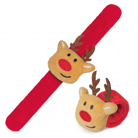 Pulseira enrolável de rena e lápis do papai noel em bolsa personalizada de natal
