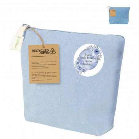 Necessaire de algodão reciclado com adesivo floral personalizado