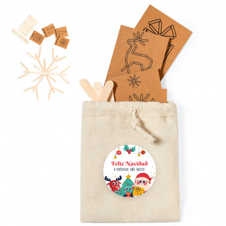 Jogo de habilidade natalino em bolsa com adesivo natalino personalizável