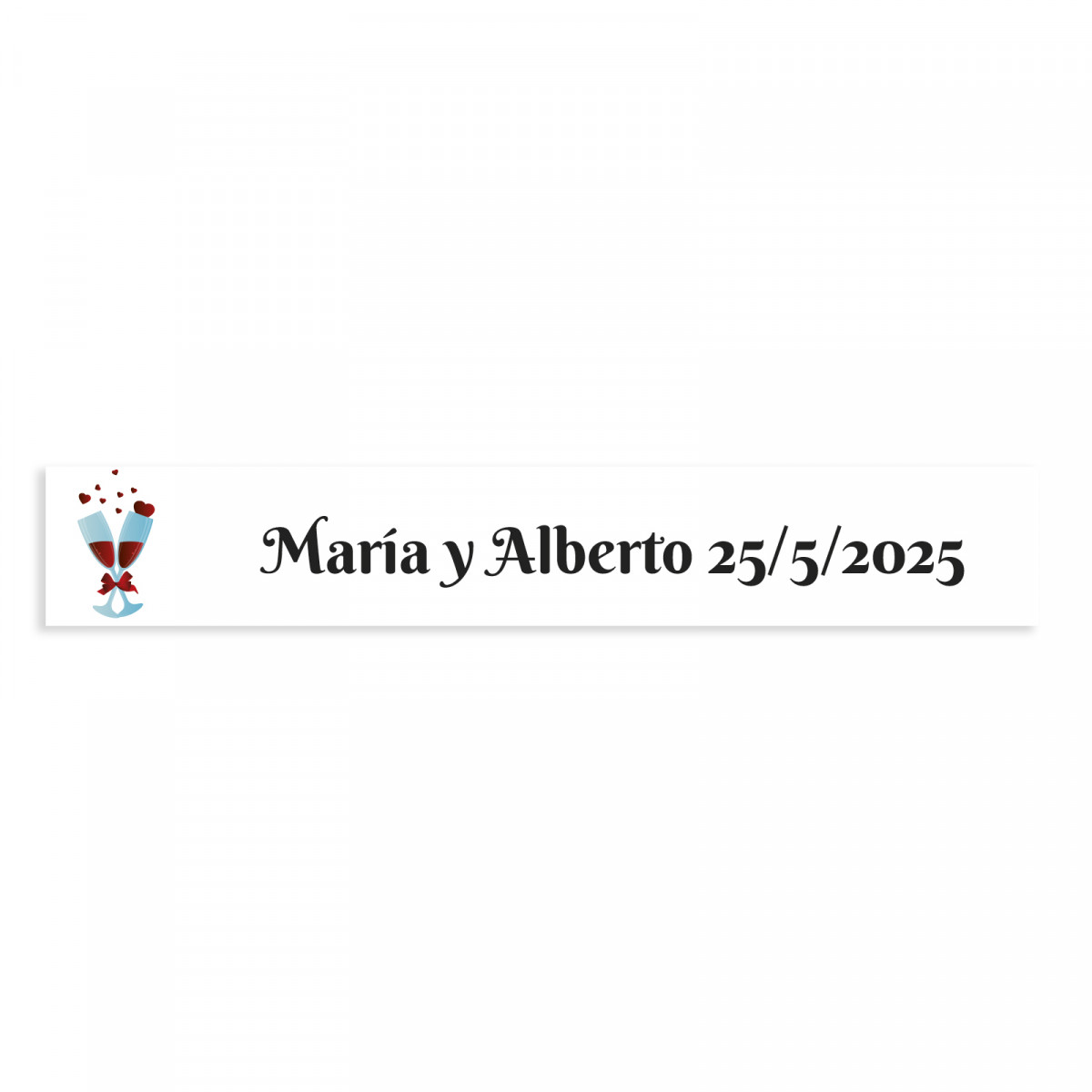Adesivo personalizável 5x1 taças unidas fundo branco para casamentos