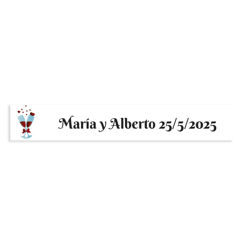 Adesivo personalizável 5x1 taças unidas fundo branco para casamentos