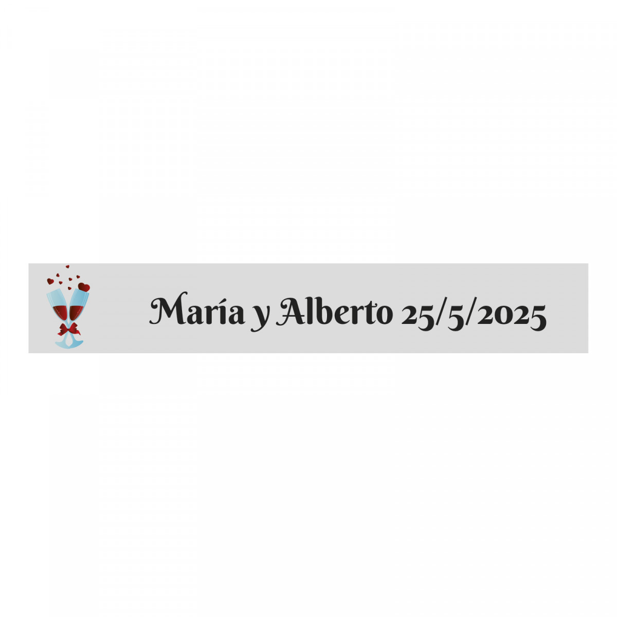 Adesivo transparente personalizável 5x1 taças unidas para casamentos