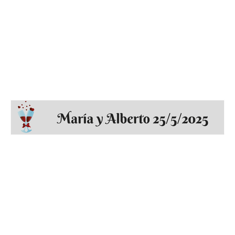 Adesivo transparente personalizável 5x1 taças unidas para casamentos