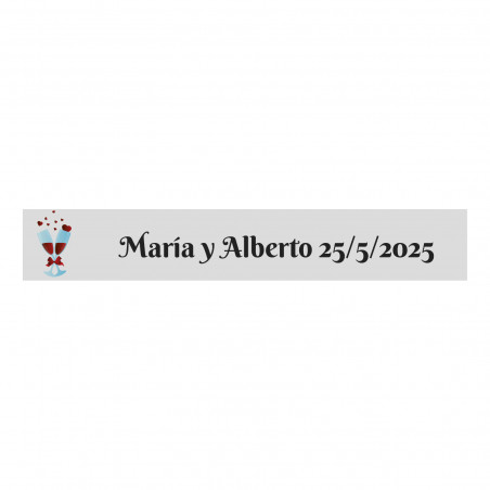 Adesivo transparente personalizável 5x1 taças unidas para casamentos
