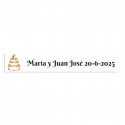 Adesivo personalizável 5x1 bolo de casamento fundo branco