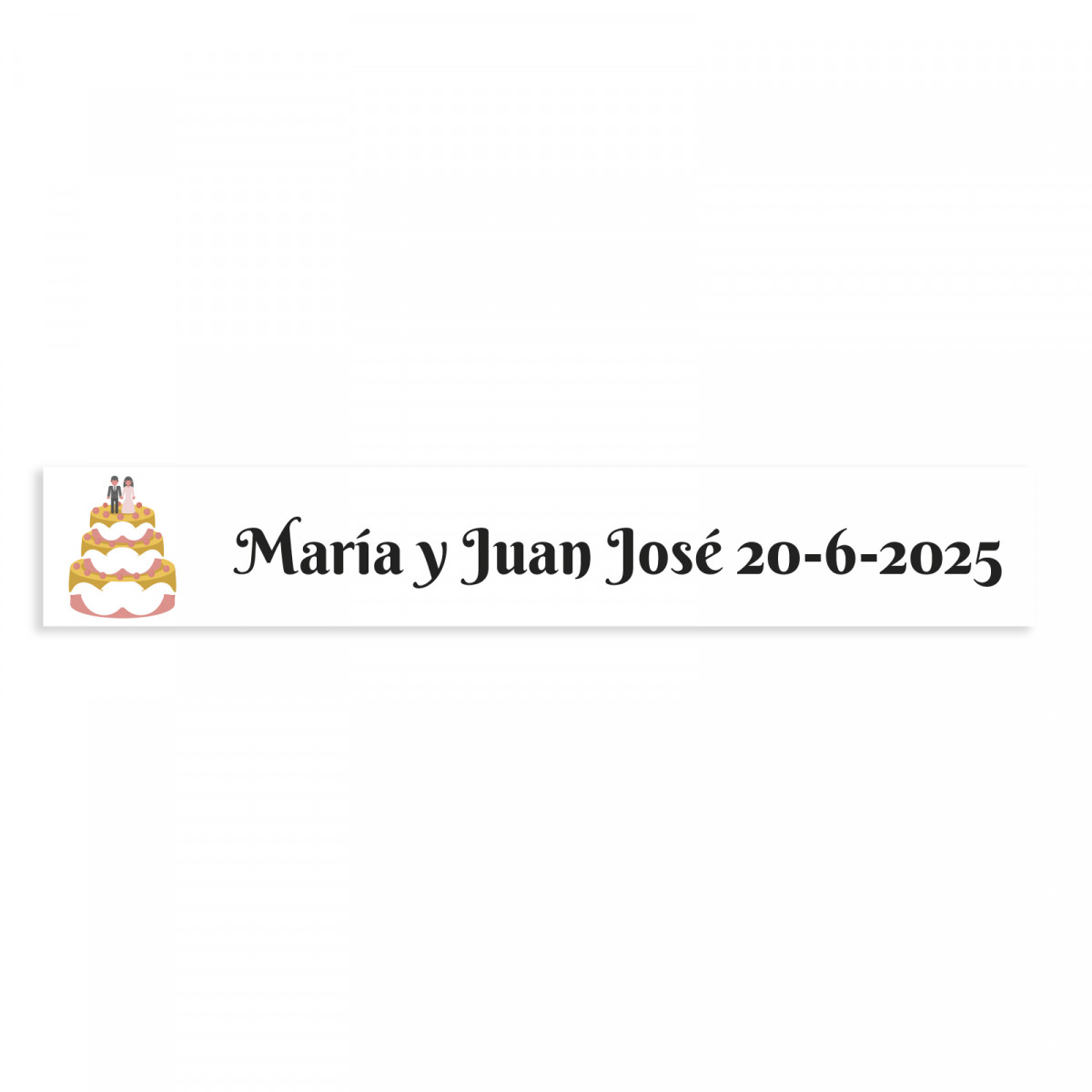 Adesivo personalizável 5x1 bolo de casamento fundo branco