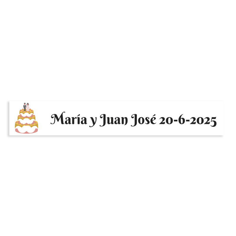 Adesivo personalizável 5x1 bolo de casamento fundo branco