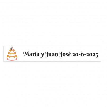 Adesivo personalizável 5x1 bolo de casamento fundo branco
