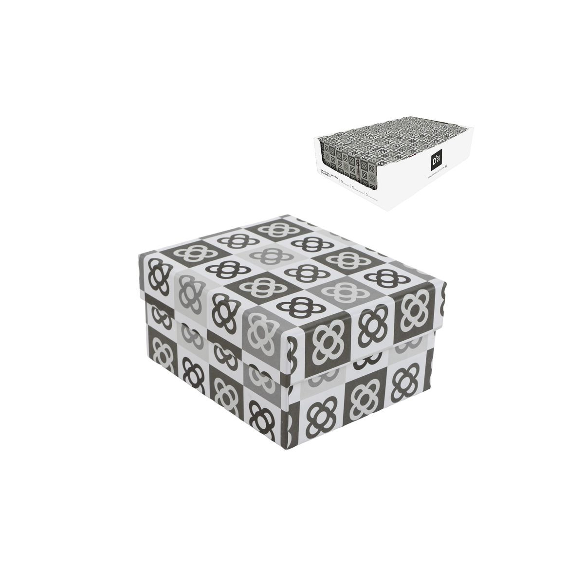 Caixa de kraft com desenhos geométricos