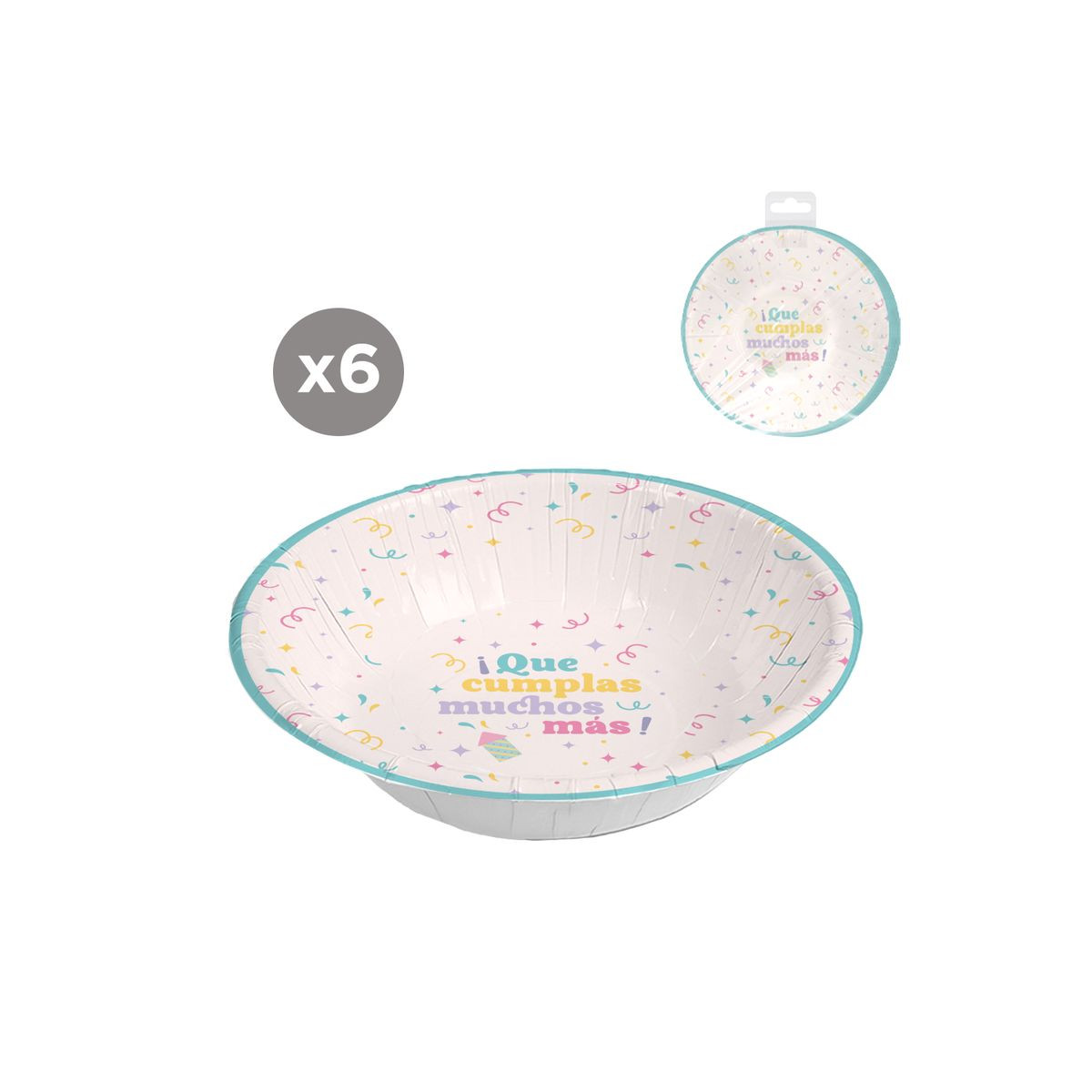 Bowl de papel descartável para aniversário em pacote de 6 unidades