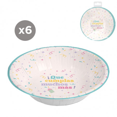 Bowl de papel descartável para aniversário em pacote de 6 unidades