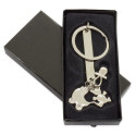 Chaveiro de batismo com charms em bolsa de tecido com adesivo personalizado de batismo com elefante