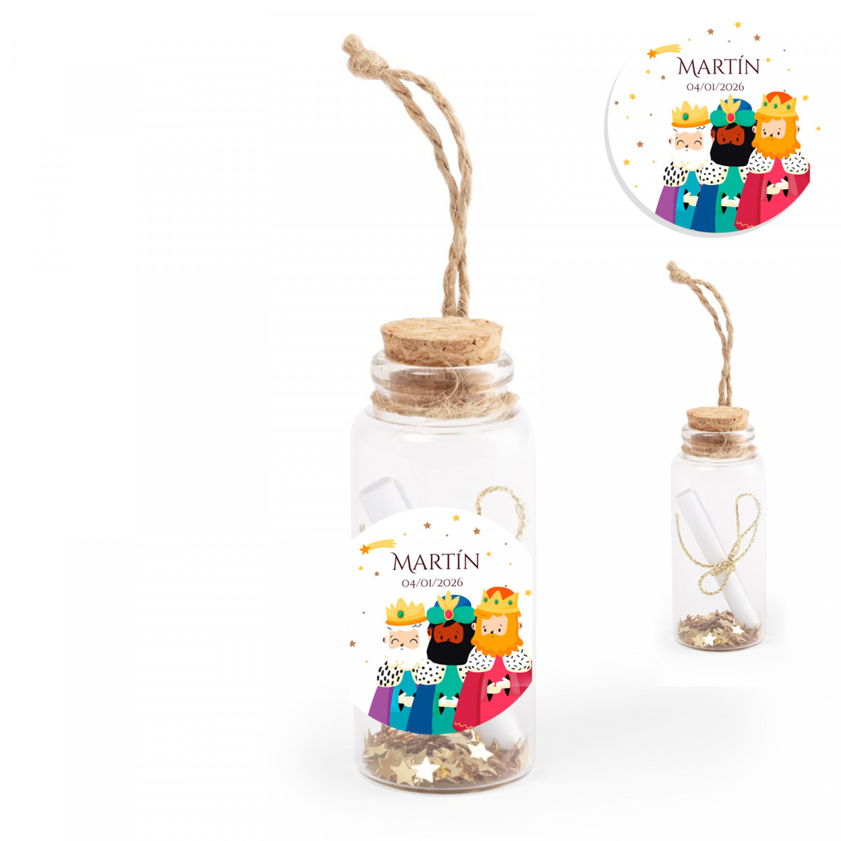 Balde mágico para desejos dos três reis magos com adesivo personalizado