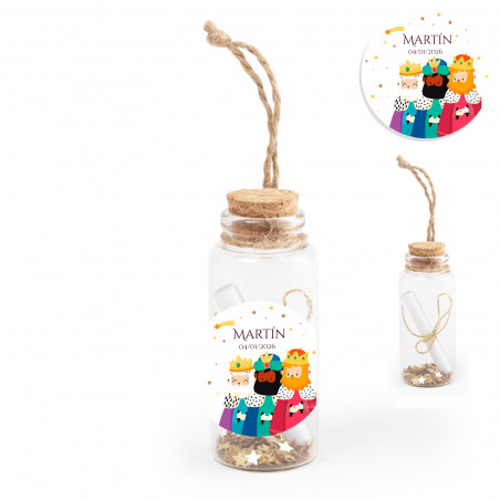 Balde mágico para desejos dos três reis magos com adesivo personalizado