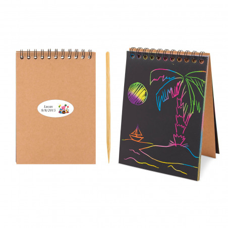 Caderno para desenhar em multicolor com adesivo
