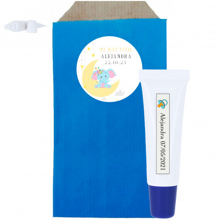 Bálsamo labial personalizado em envelope kraft com adesivo de design elefante personalizado para detalhes