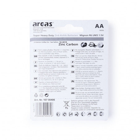 Blister de 4 pilhas 1,5V AA/R06