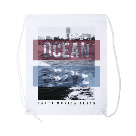 Mochila de Cordas Branca para Sublimação Poliéster 210T