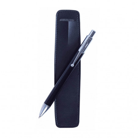 Caneta com estojo de couro sintético combinando para dar de presente