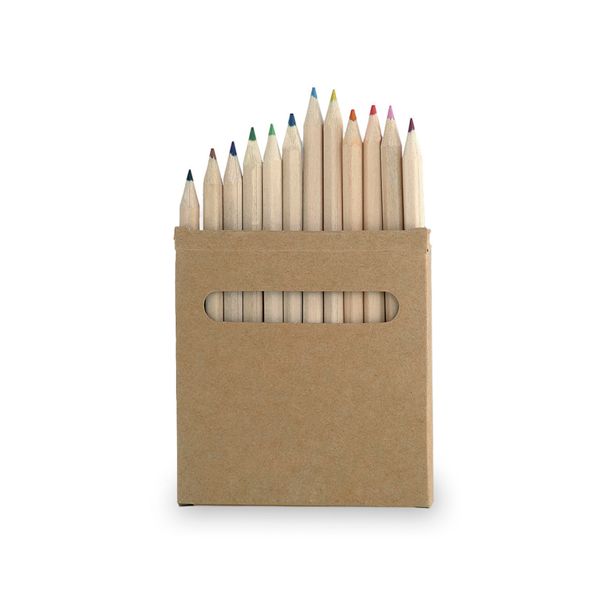 Conjunto de 12 lápis de cor em caixa de papelão natural