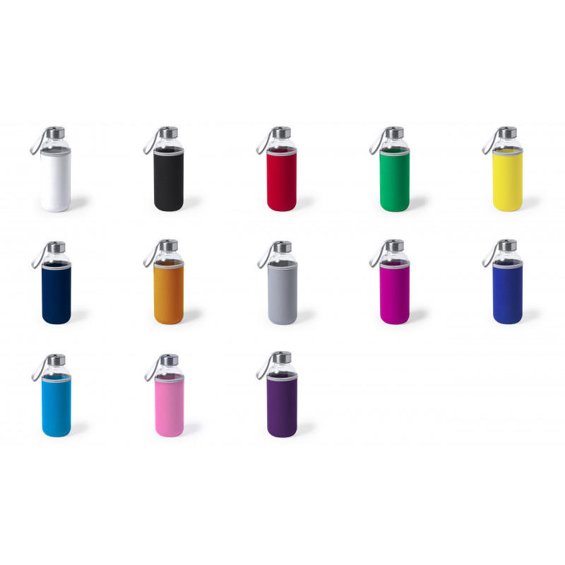 Bidão de Cristal com Capa de Neoprene 420ml: O detalhe ecológico, colorido e prático para seus eventos