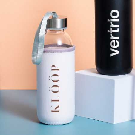 Bidão de Cristal com Capa de Neoprene 420ml: O detalhe ecológico, colorido e prático para seus eventos