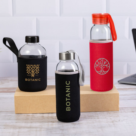 Bidão de Cristal com Capa de Neoprene 420ml: O detalhe ecológico, colorido e prático para seus eventos