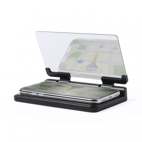 Suporte para celular com tela refletiva e base antiderrapante para carro