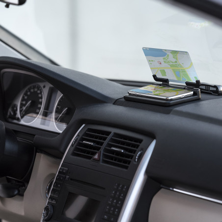 Suporte para celular com tela refletiva e base antiderrapante para carro
