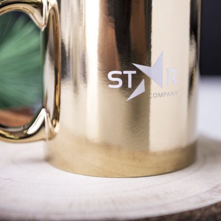 Caneca de cerâmica para laser em prata ou dourada