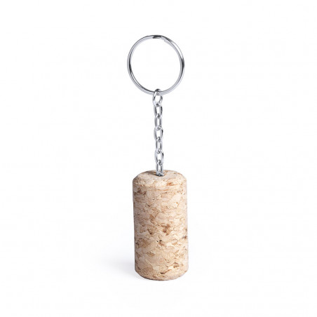 Chaveiro de cortiça em forma de rolha de vinho