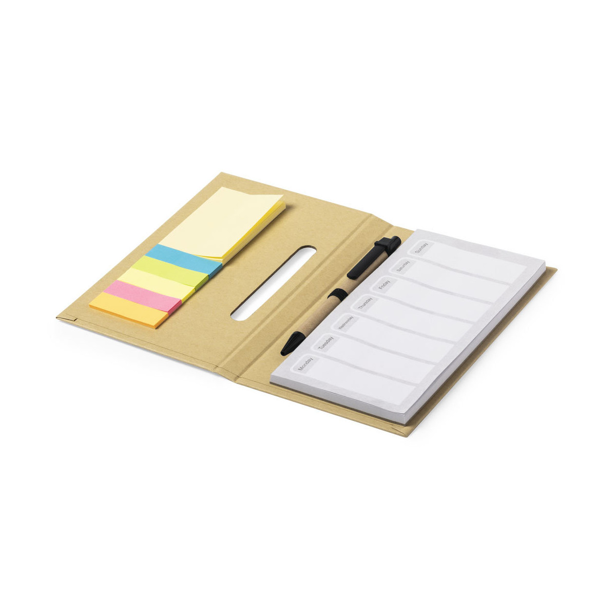 Bloco de notas e post-it com caneta