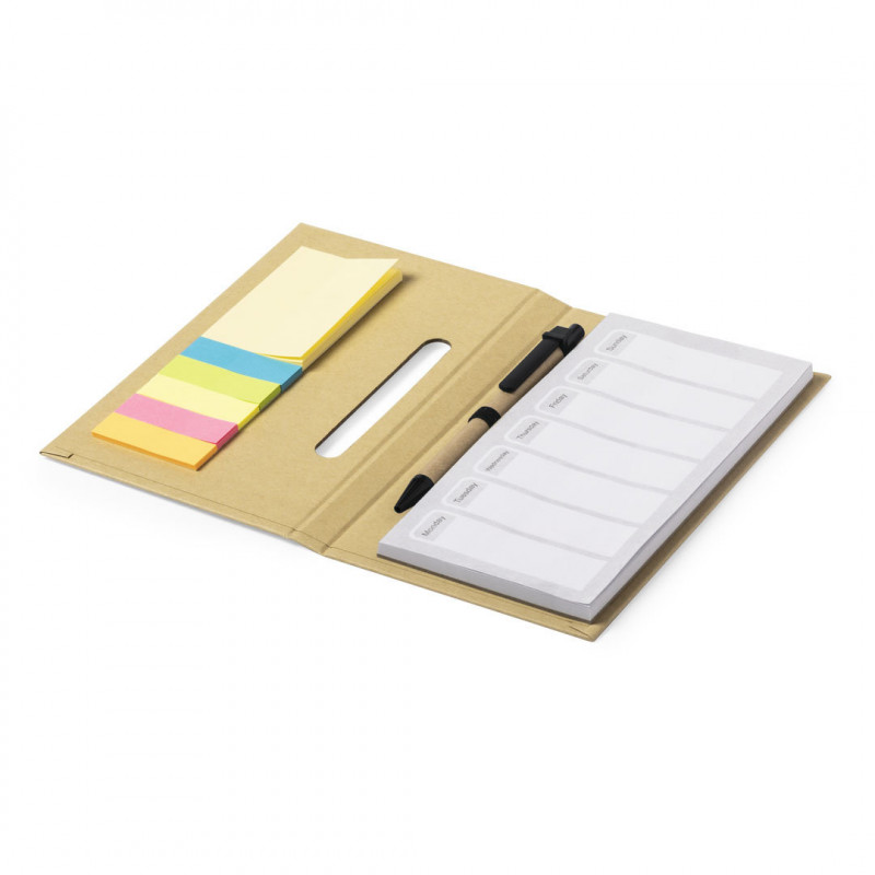 Bloco de notas e post-it com caneta