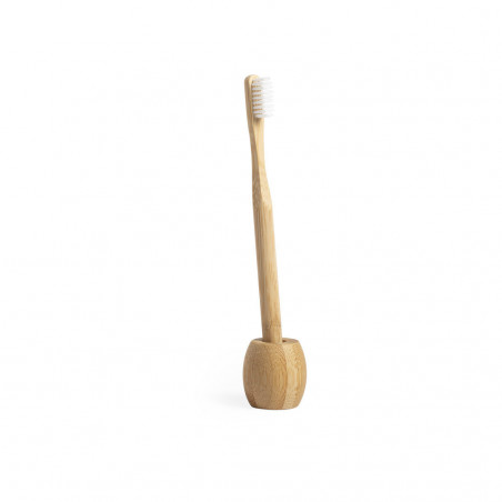 Escova de dentes de bambu com suporte