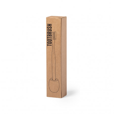 Escova de dentes de bambu com suporte
