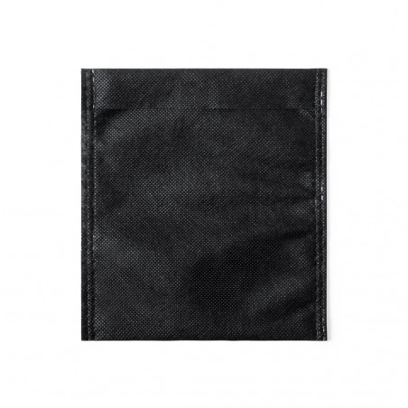 Capa quadrada em tecido não tecido preto de 15x16 cm.