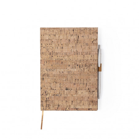 Bloco de notas com capa dura de cortiça natural