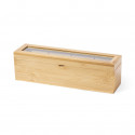 Caixa de chá de bambu com tampa de vidro Elegância e organização na sua cozinha