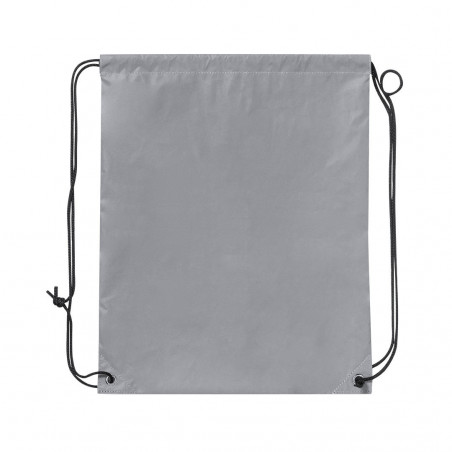 Mochila saco refletiva com alças de cordas pretas resistente à água