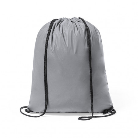 Mochila saco refletiva com alças de cordas pretas resistente à água