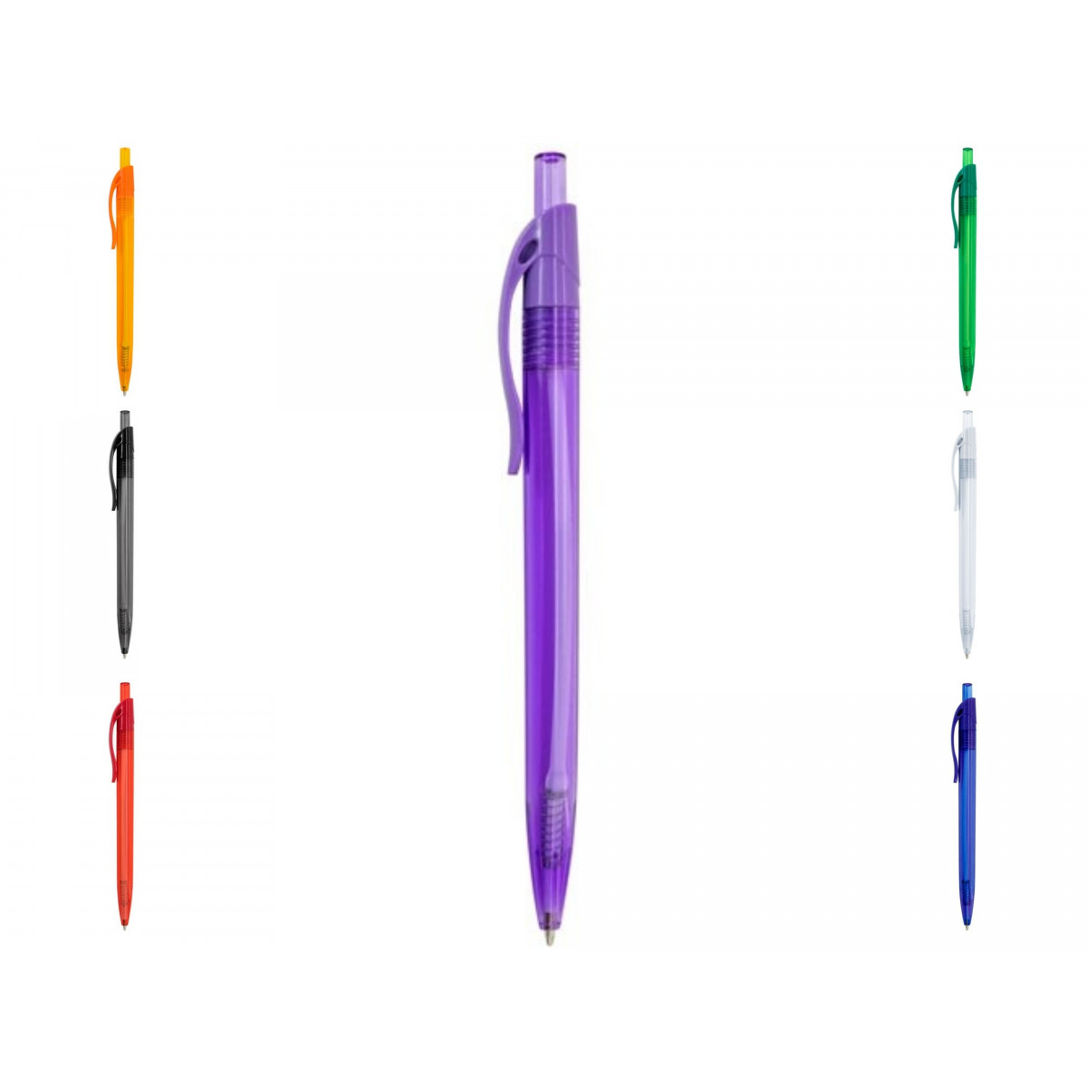 Caneta Transparente de Cores com Clip Detalhe Prático e Econômico para Convidados