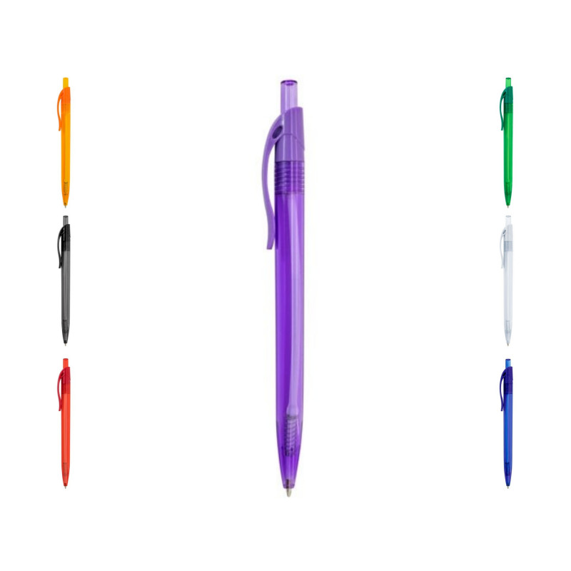 Caneta Transparente de Cores com Clip Detalhe Prático e Econômico para Convidados