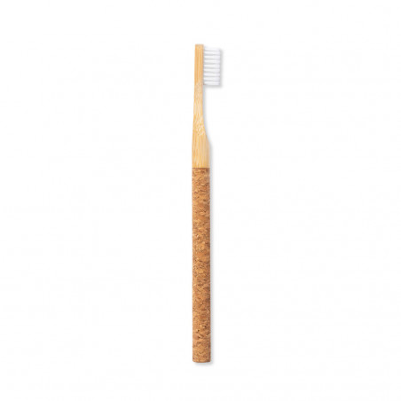Escova de dentes de cortiça natural e bambu para higiene oral