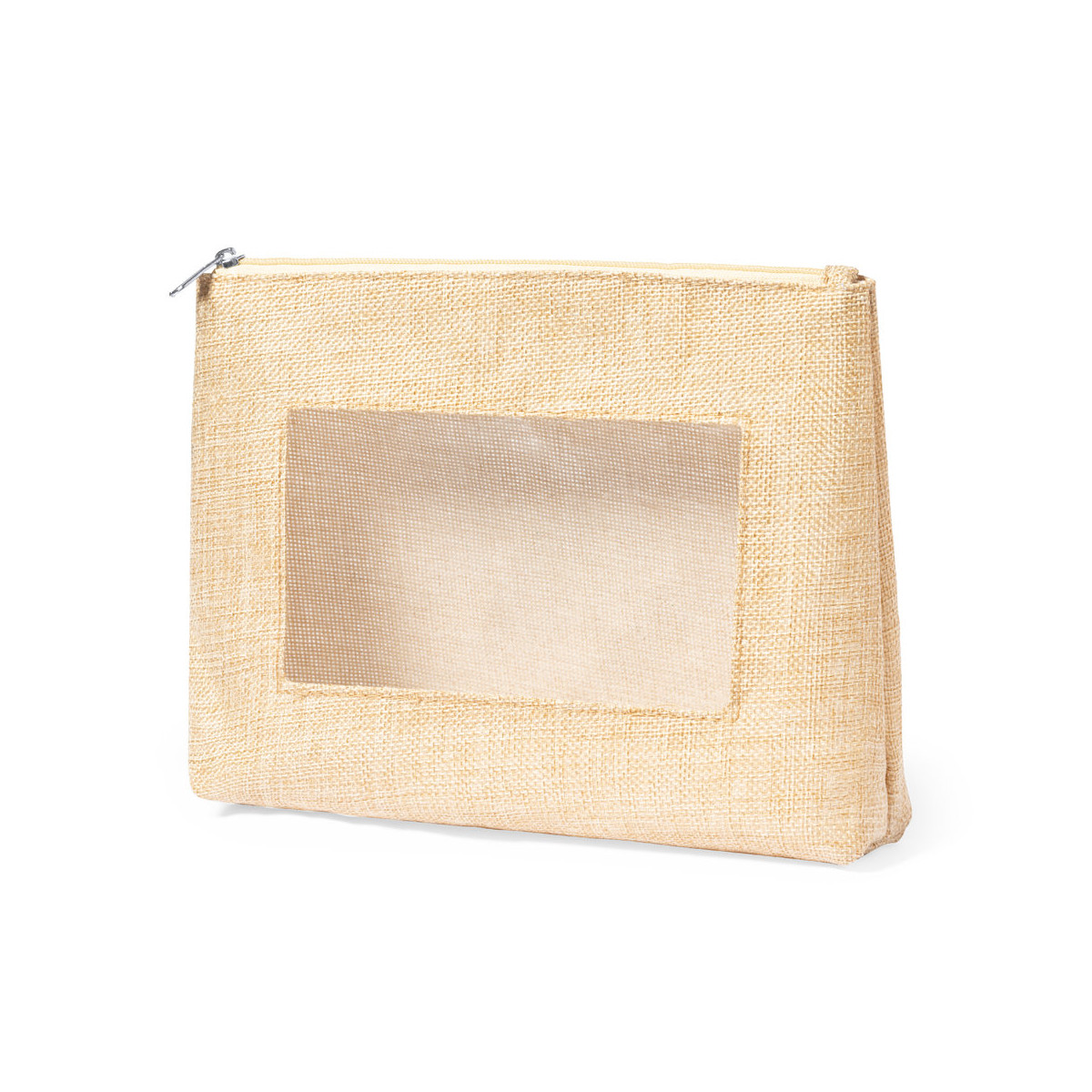 Necessaire com janela tom cru com zíper para mulher